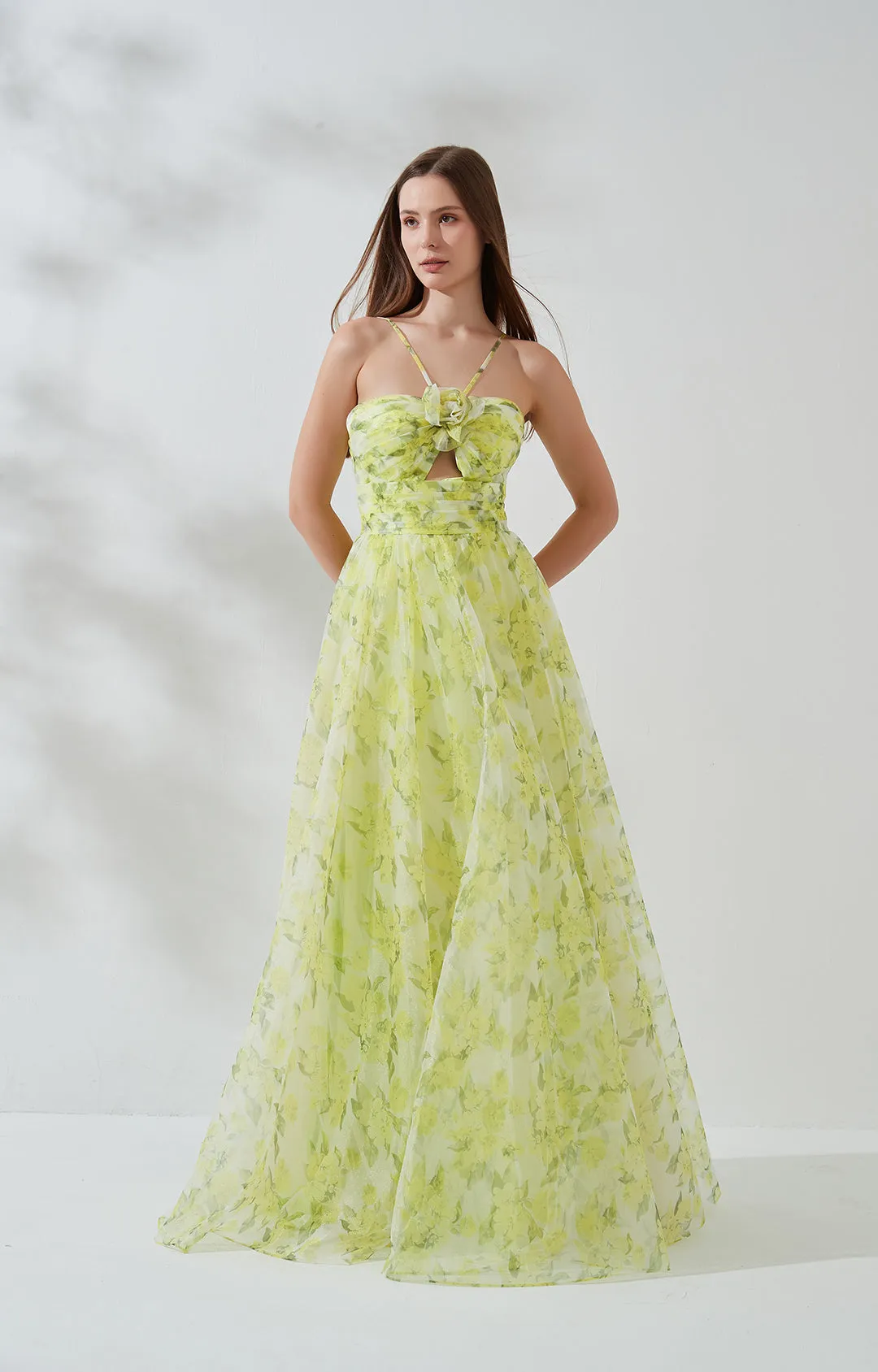 Chiffon Sweetheart Collar Spaghetti Straps Floor-length Dress