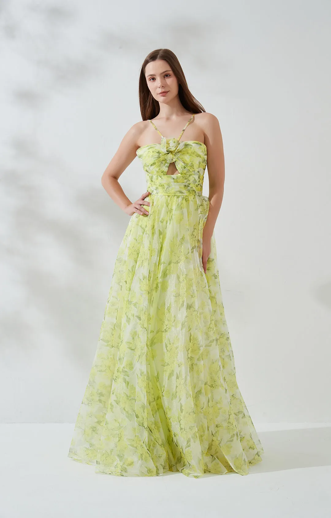 Chiffon Sweetheart Collar Spaghetti Straps Floor-length Dress