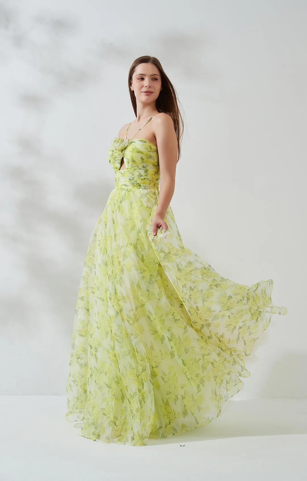 Chiffon Sweetheart Collar Spaghetti Straps Floor-length Dress
