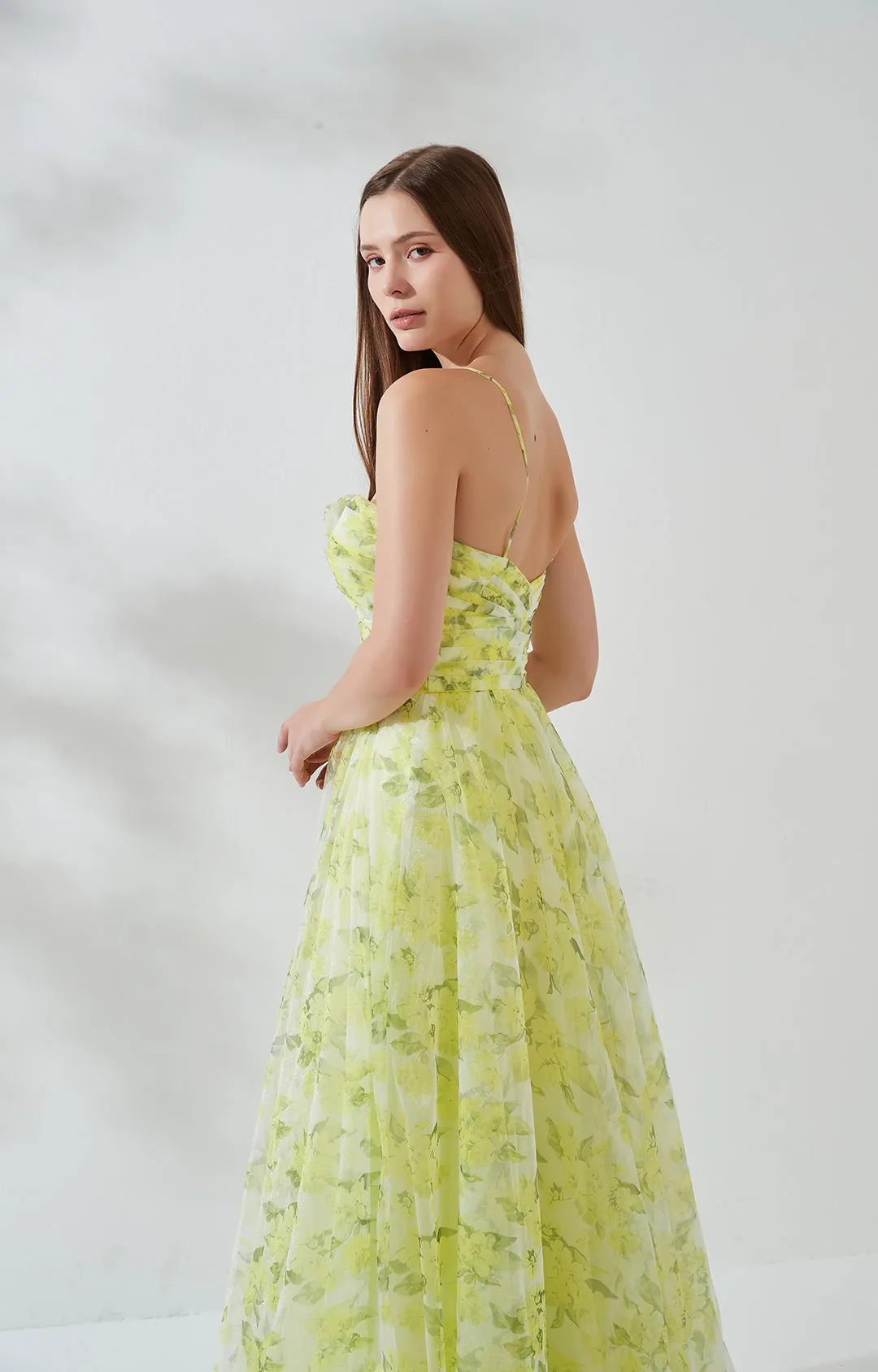 Chiffon Sweetheart Collar Spaghetti Straps Floor-length Dress