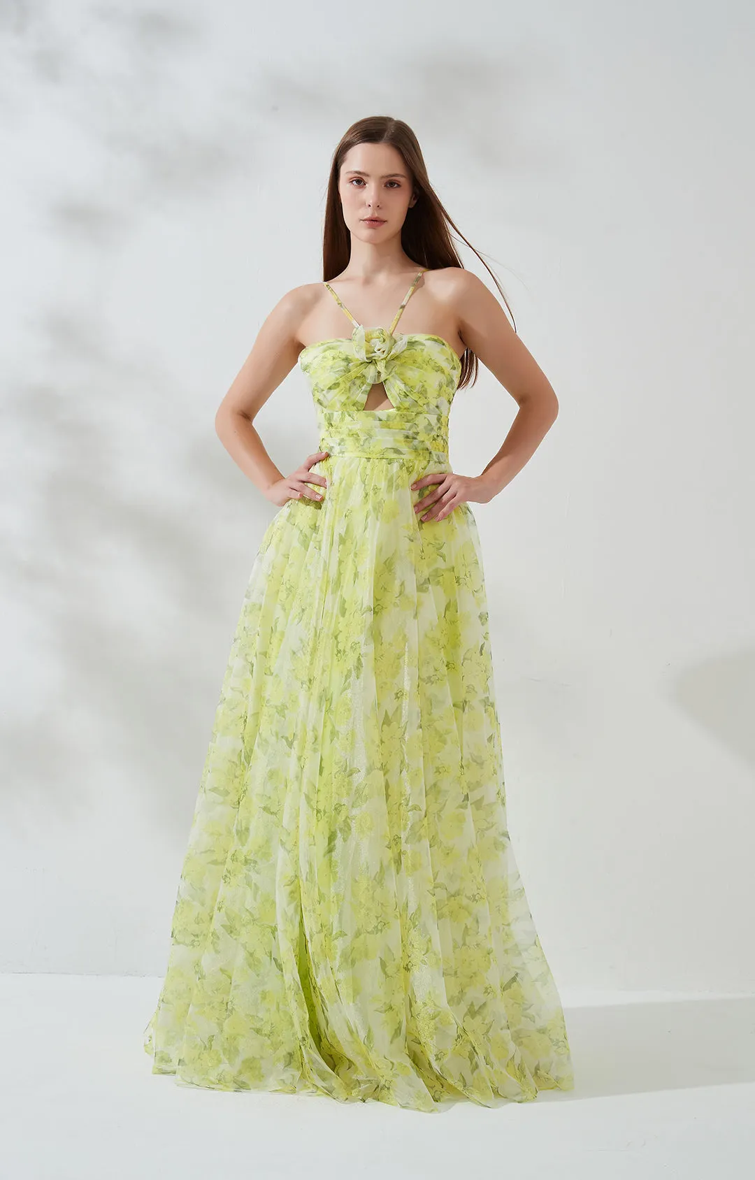 Chiffon Sweetheart Collar Spaghetti Straps Floor-length Dress