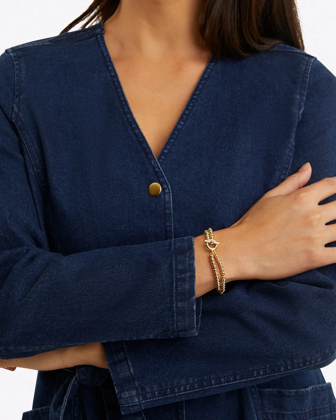 Colbie Snap Front Dress in Denim