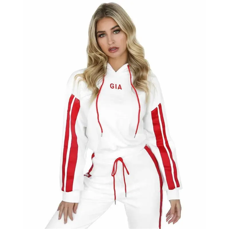 Colourblock striped hoodie casual sweater suit