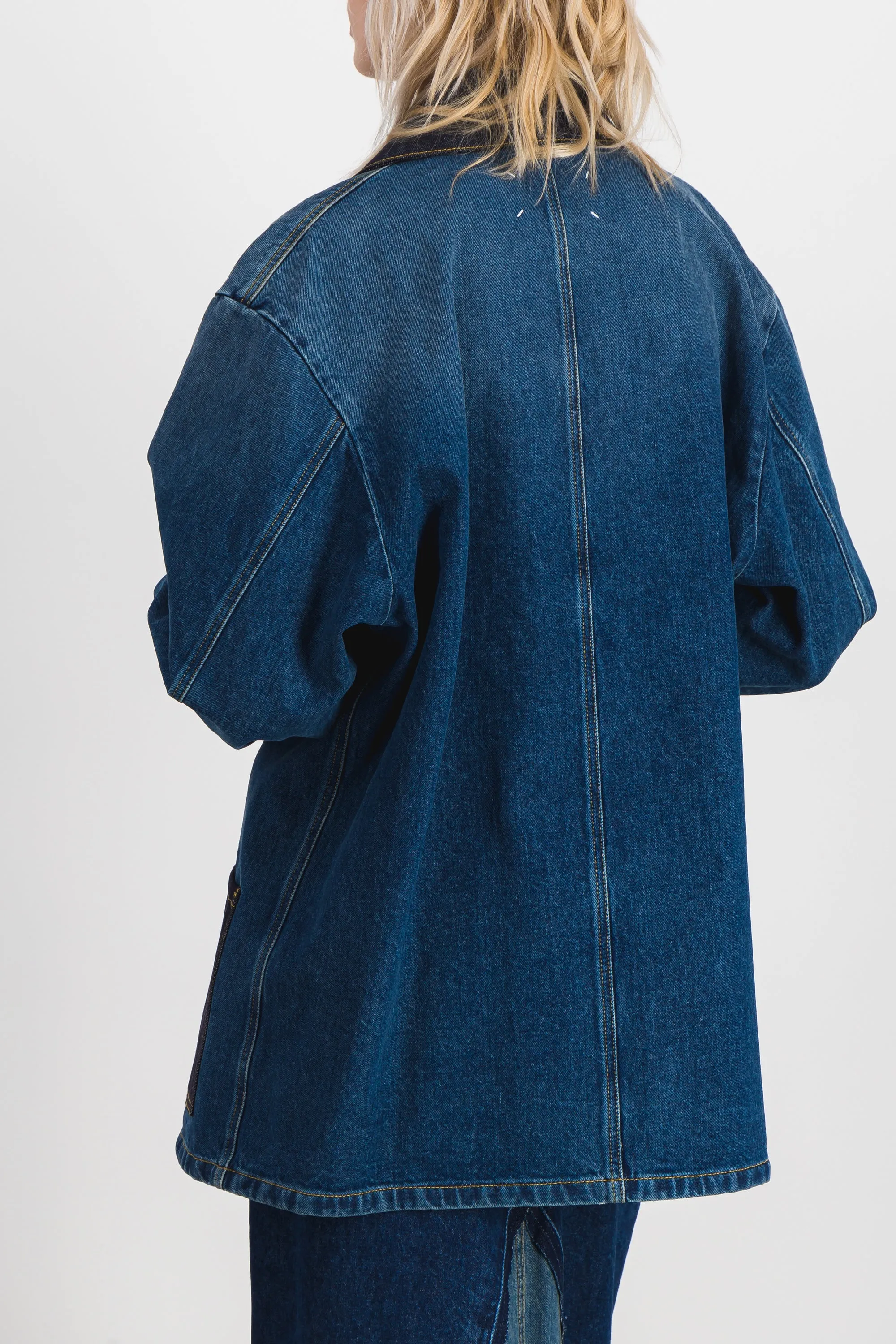 Combo denim boxy jacket