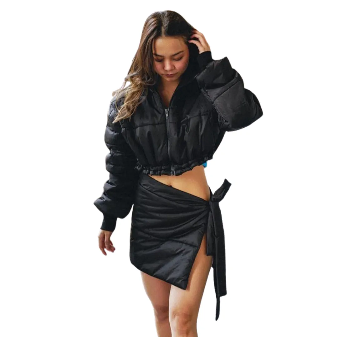 Cropped Puffer Jacket Set