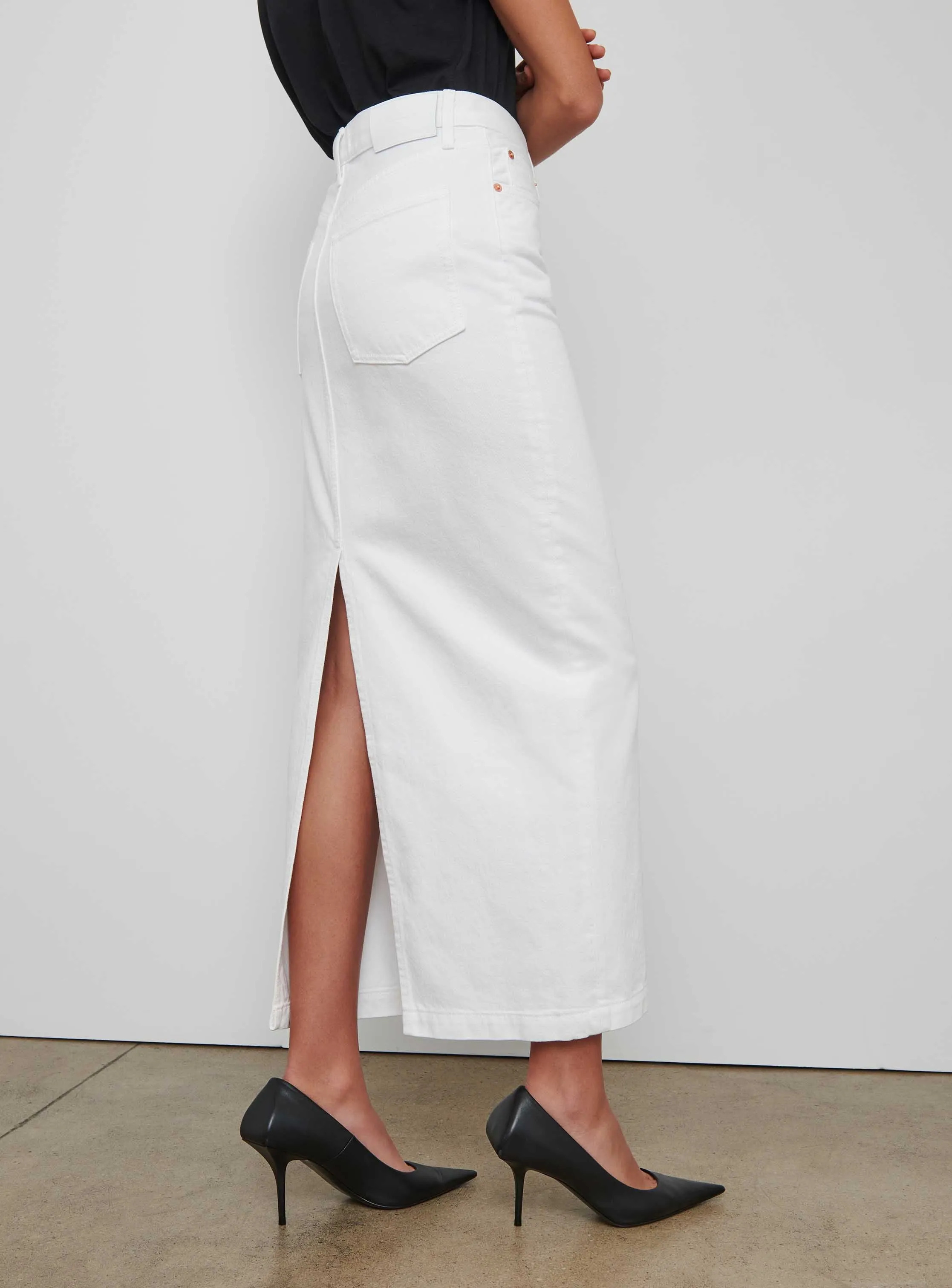 Denim Column Skirt