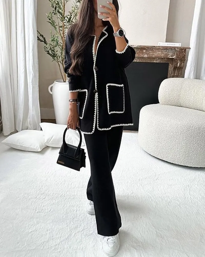 Diana | Trimmed Jacket and Casual Pants Set