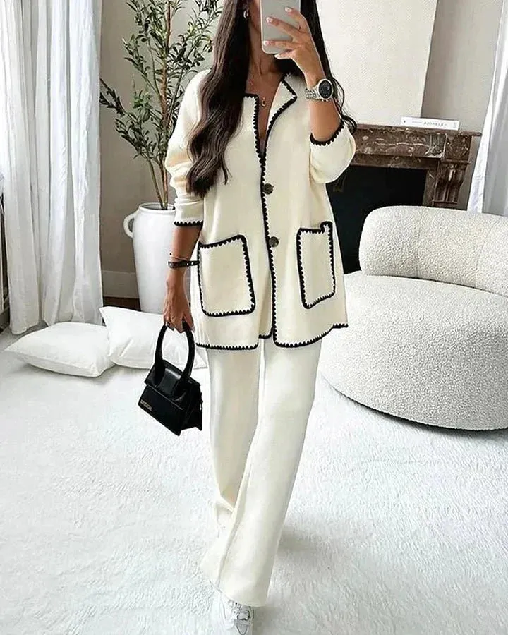 Diana | Trimmed Jacket and Casual Pants Set
