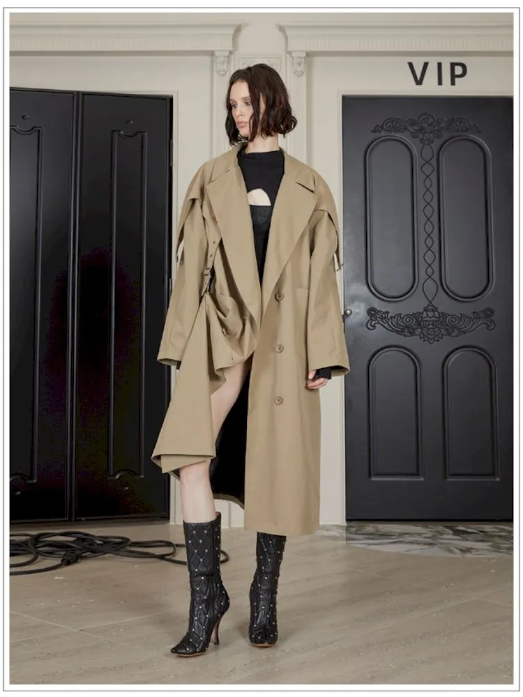 Double Breasted Buckle Strap Trench Coat【s0000006812】