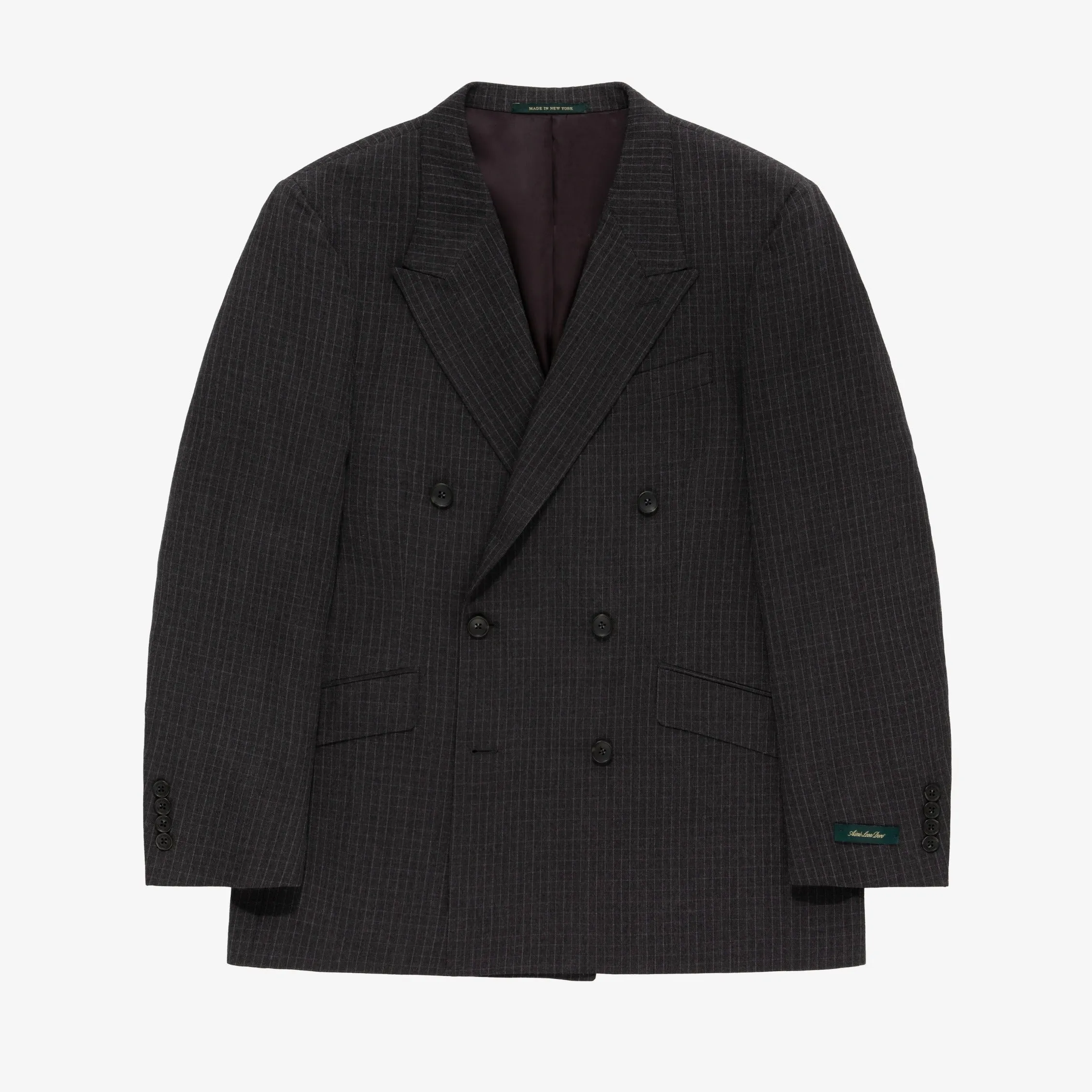 Double-Breasted Ripstop Wool Suit Jacket