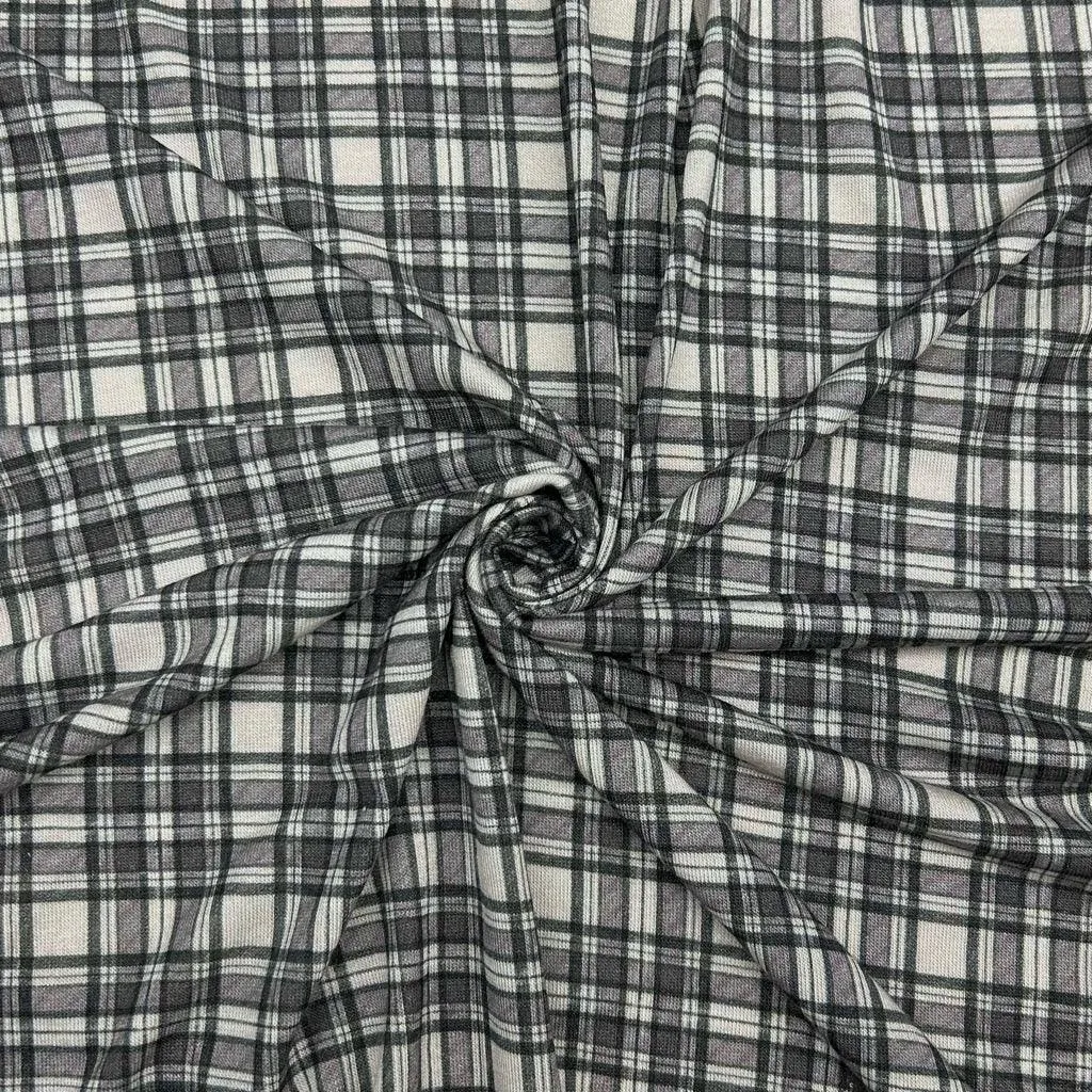 Dusty Purple Checkered Viscose Jersey Fabric