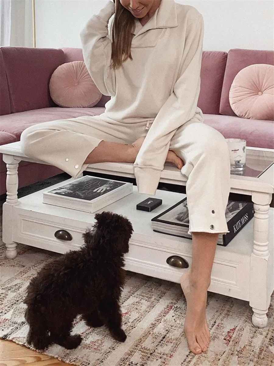 Fashion Casual Solid Color Two-piece Suit