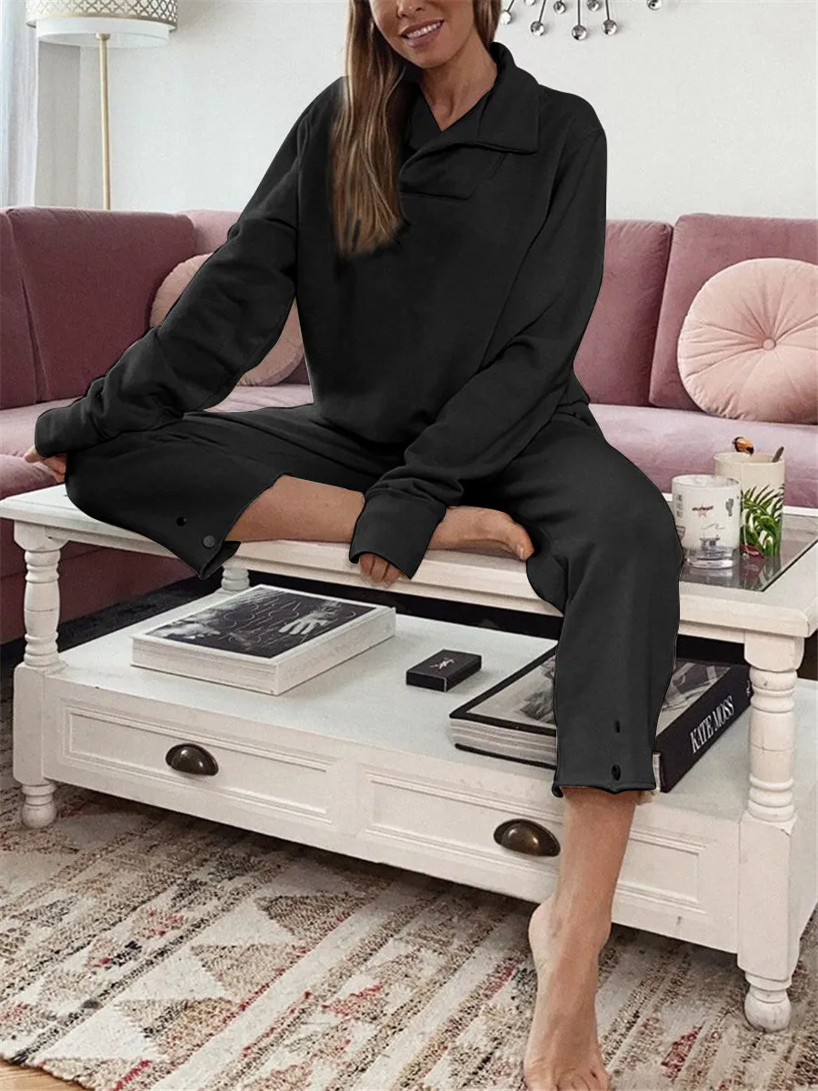 Fashion Casual Solid Color Two-piece Suit