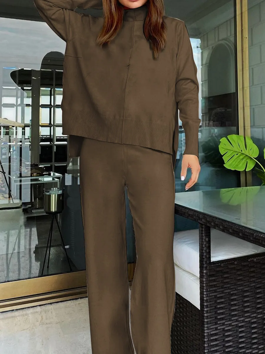 Fashion High Neck Loose Casual Suit