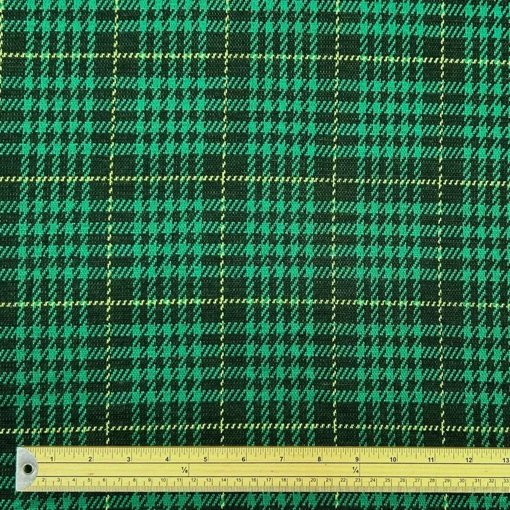 Green and Black Checkered Knit Fabric