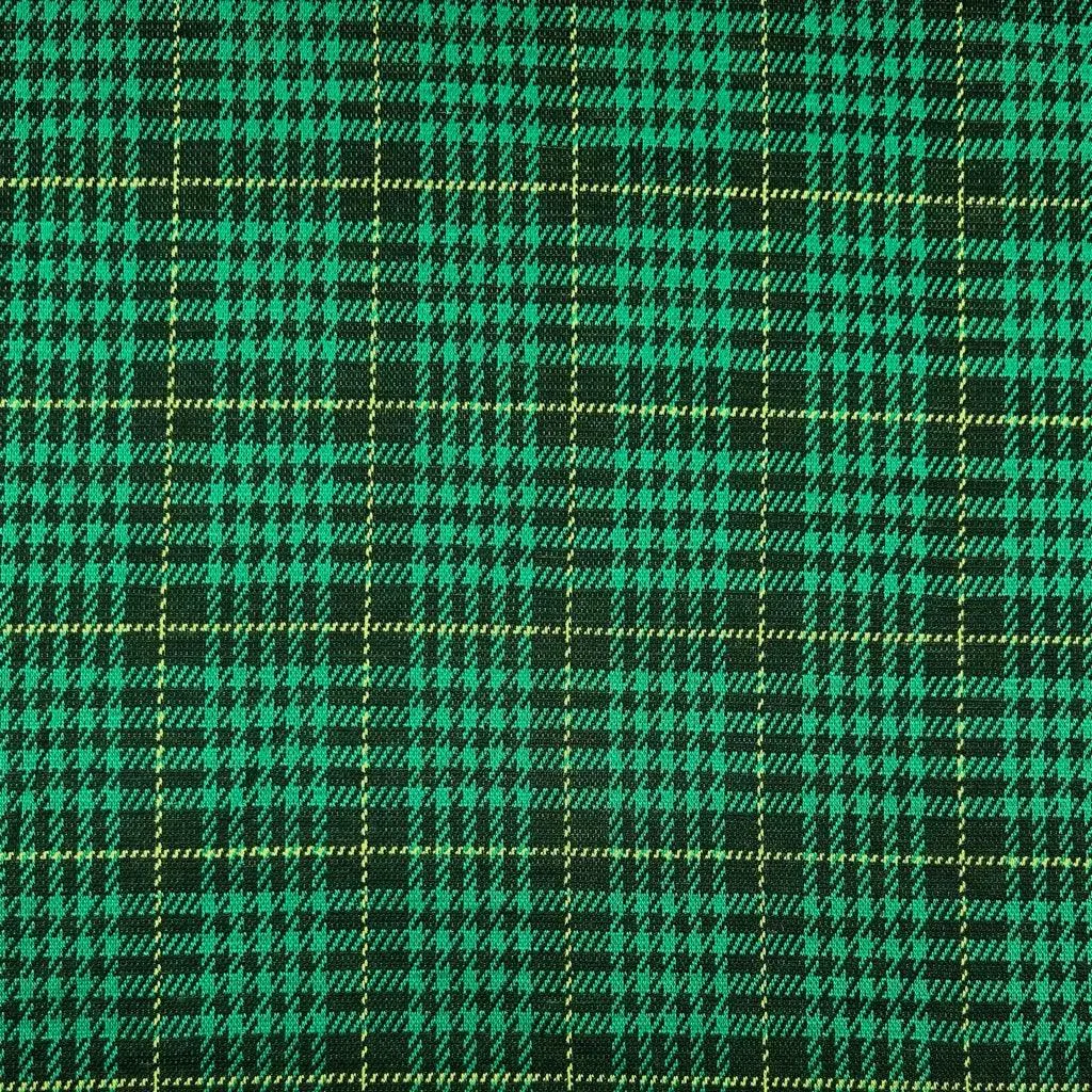 Green and Black Checkered Knit Fabric