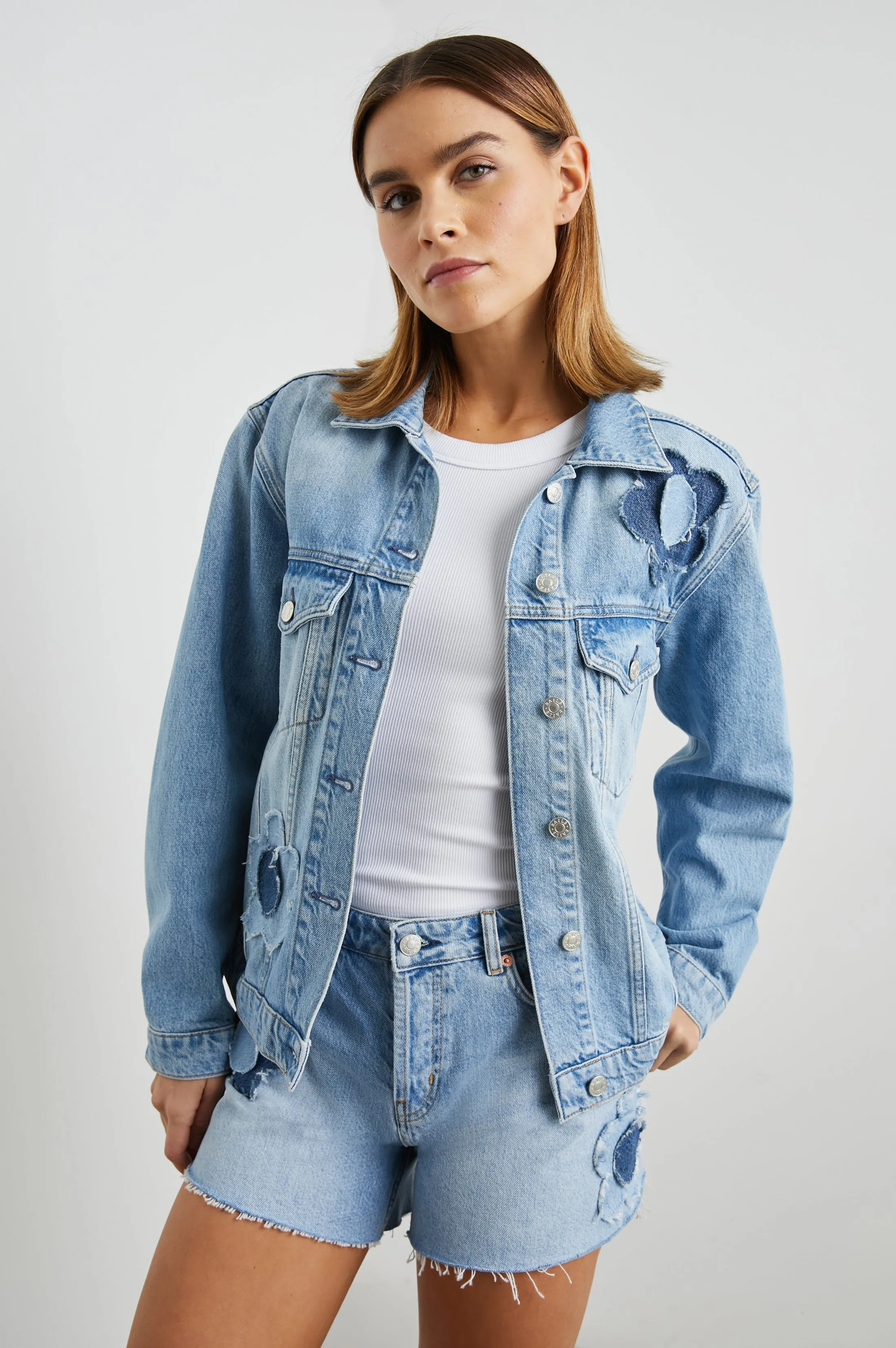 GROVE BOYFRIEND TRUCKER JACKET - INDIGO BLOOM
