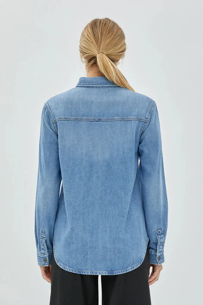 HIDDEN Slim Fit Denim Button Down Top