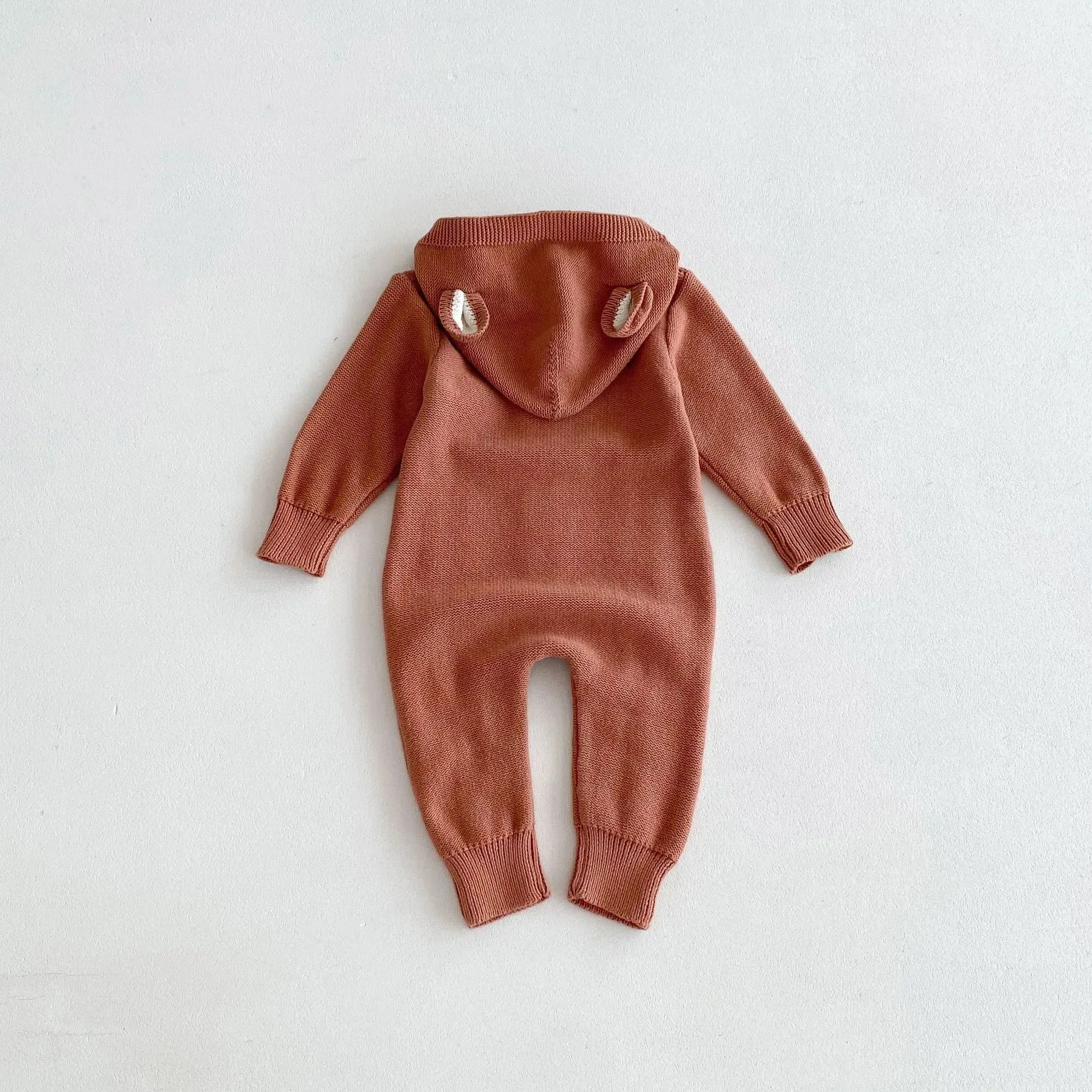 Hooded Button-Down Knit Romper