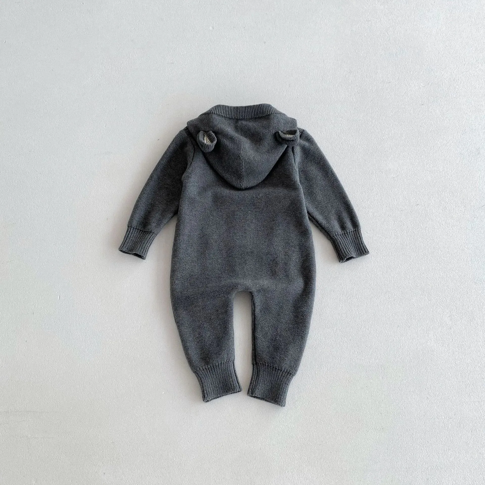 Hooded Button-Down Knit Romper