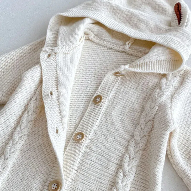 Hooded Button-Down Knit Romper