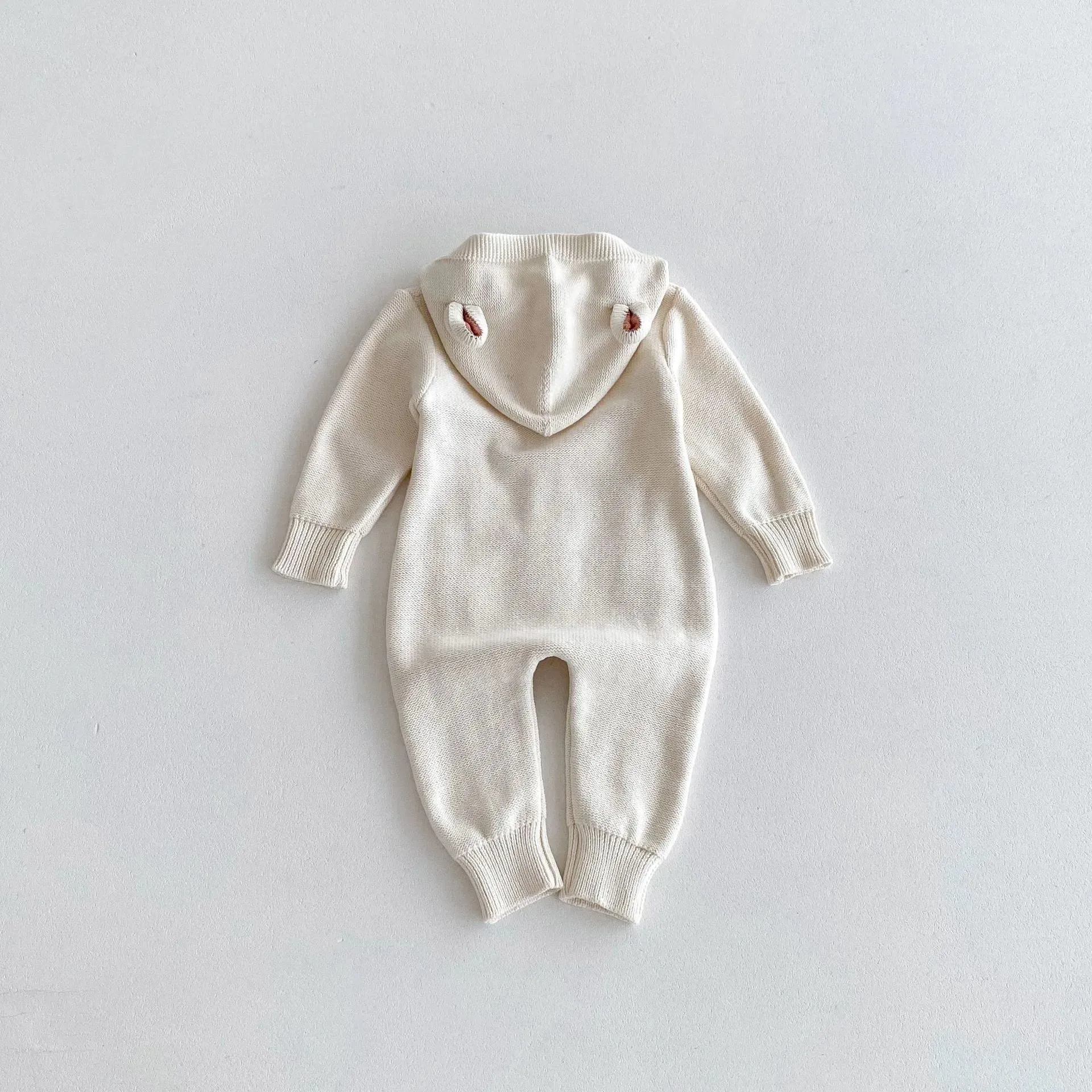 Hooded Button-Down Knit Romper