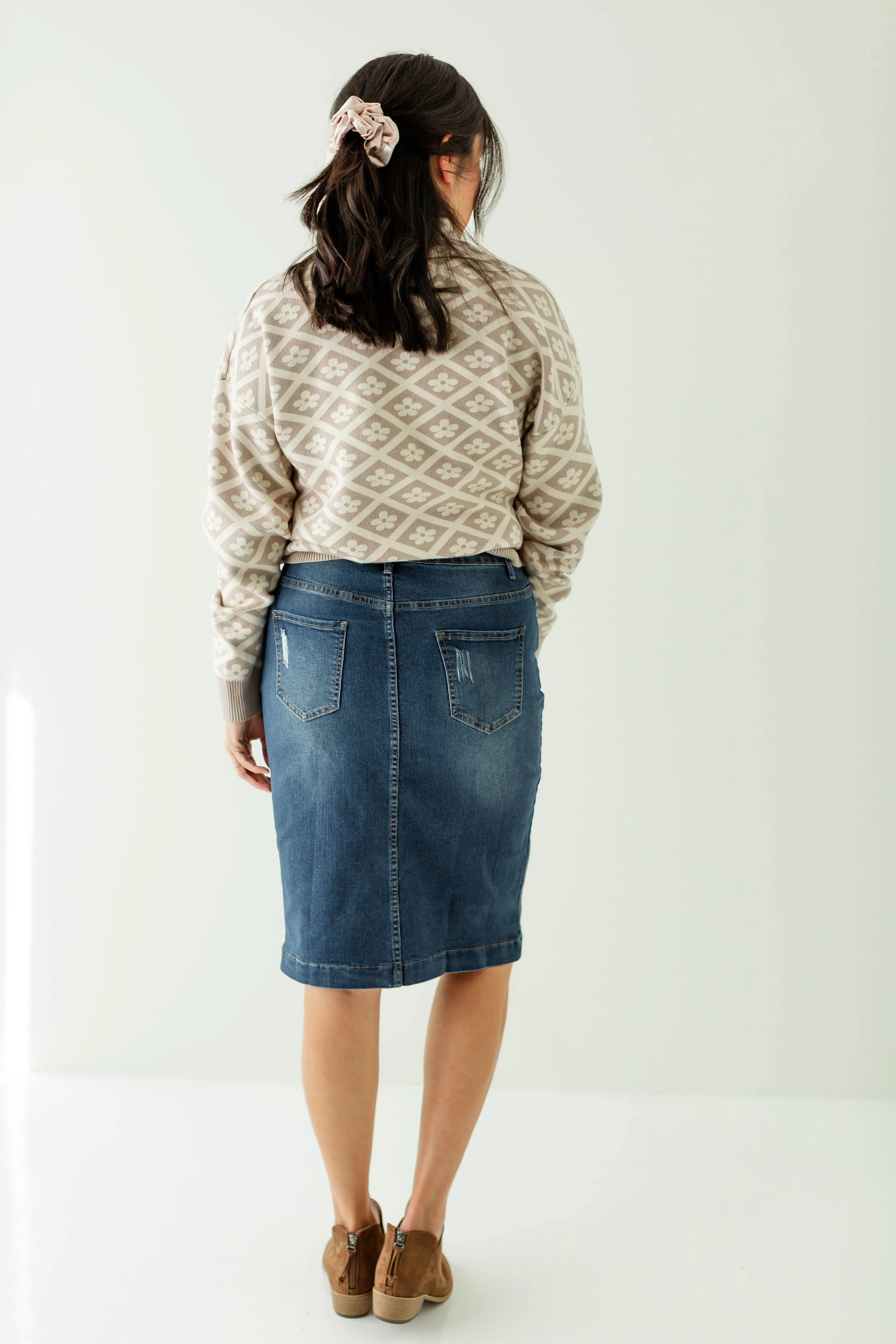 'Indie' Distressed Denim Skirt