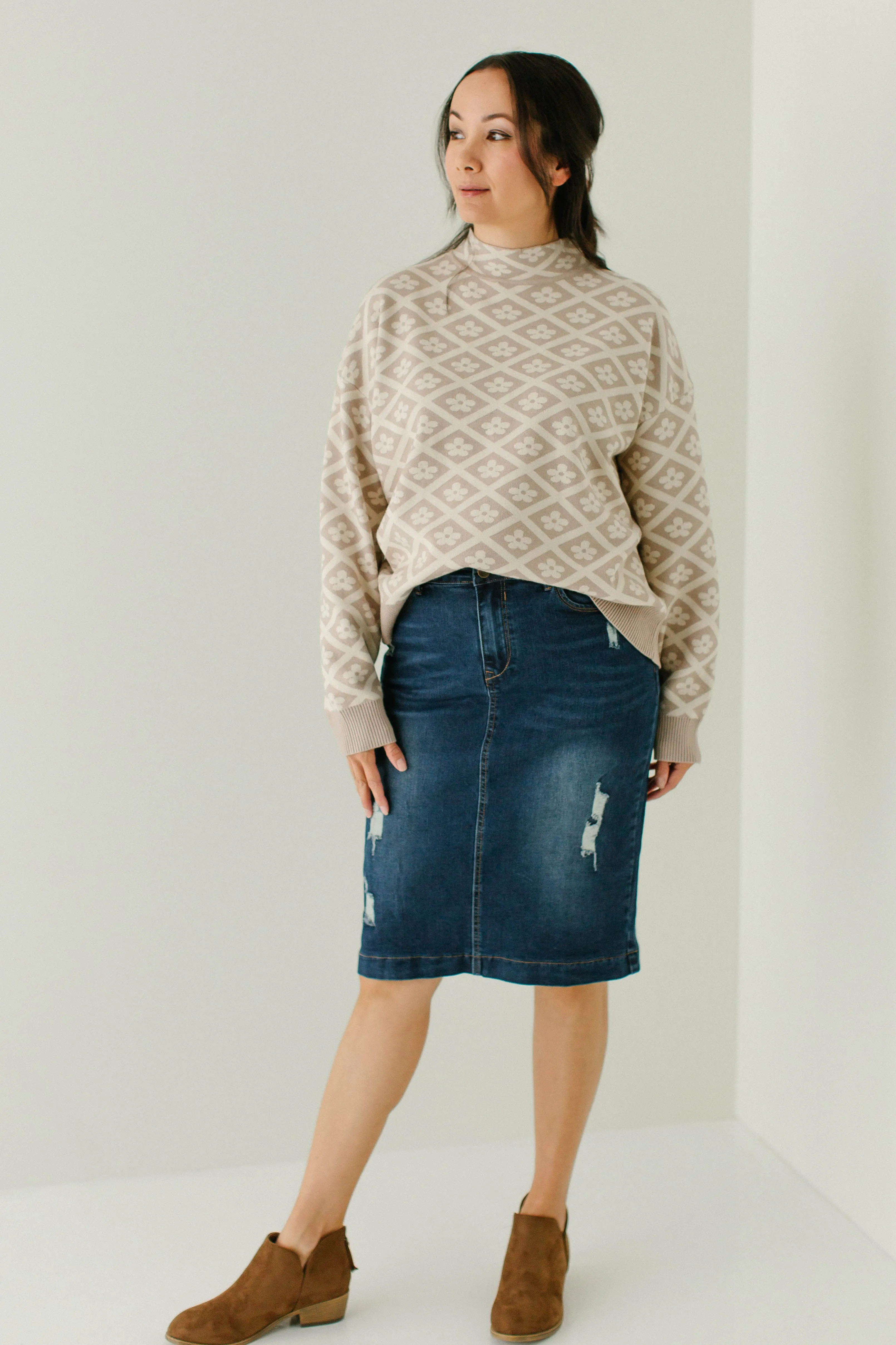 'Indie' Distressed Denim Skirt
