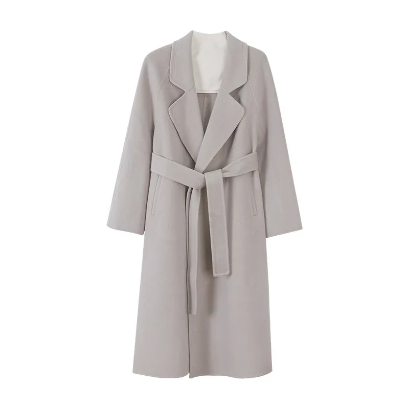 Joskaa streetwear men outfits Heavy Industry High-Grade Wool Elegant Double-Sided Cashmere Coat Female Hepburn Style Woolen Coat Female Autumn and Winter