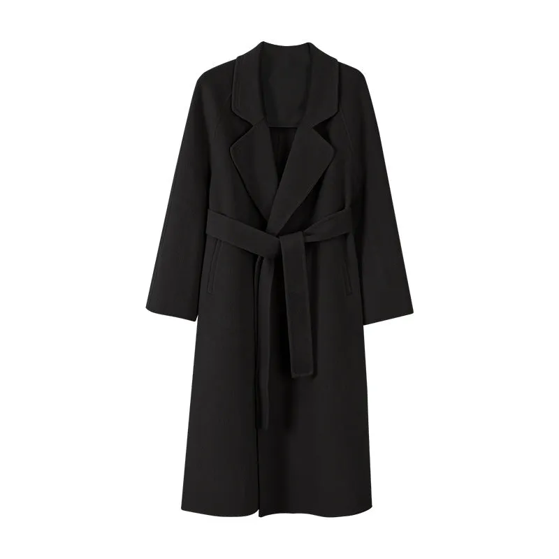 Joskaa streetwear men outfits Heavy Industry High-Grade Wool Elegant Double-Sided Cashmere Coat Female Hepburn Style Woolen Coat Female Autumn and Winter