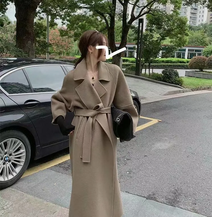 Joskaa streetwear men outfits New Sicilian Lazy Coat Elegant Double-Sided Cashmere Extended Loose plus Size High-Grade Woolen Coat