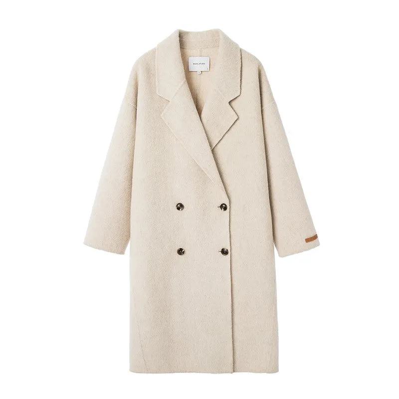 Joskaa winter fits men EKool Double-Sided Cashmere Coat with 11% Alpaca Wool 89% Wool Women's Long Autumn and Winter Thickened Woolen Coat