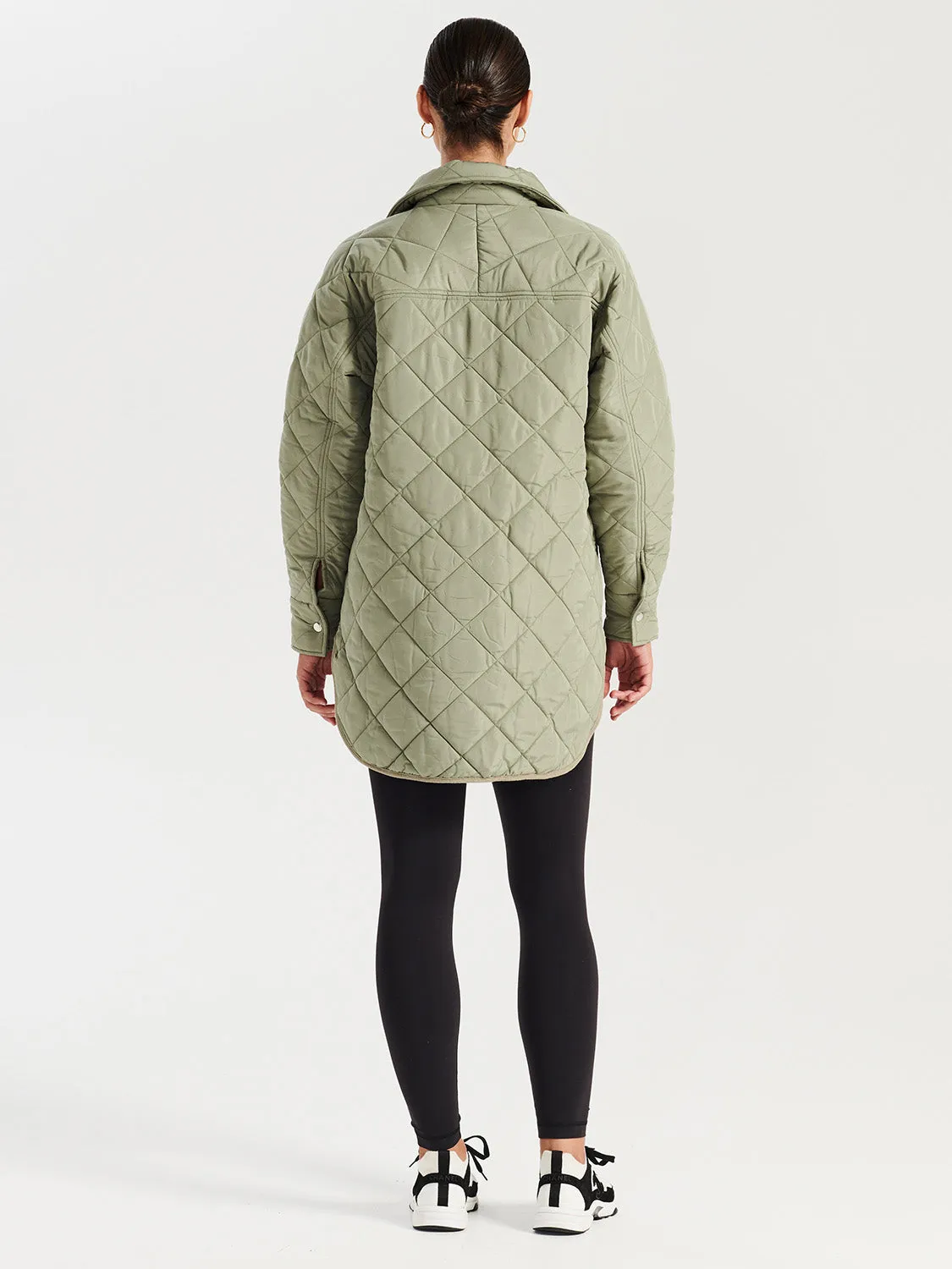 Lauren Quilted Coat - Smoke Green