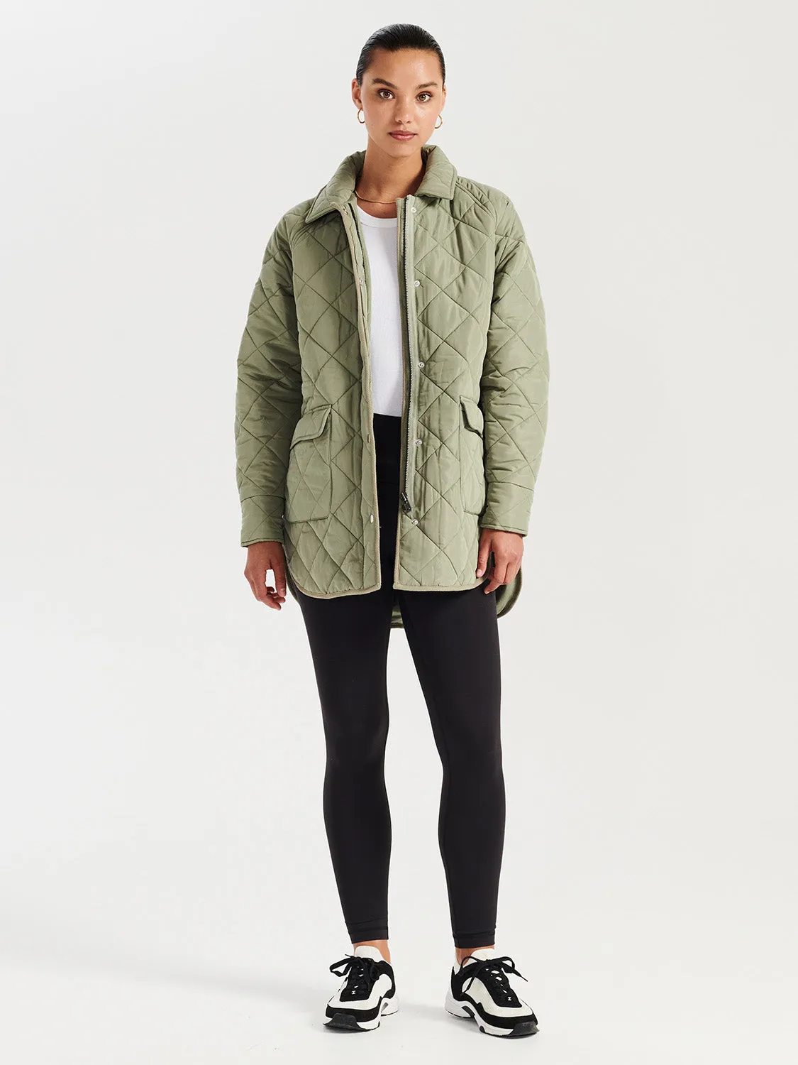 Lauren Quilted Coat - Smoke Green