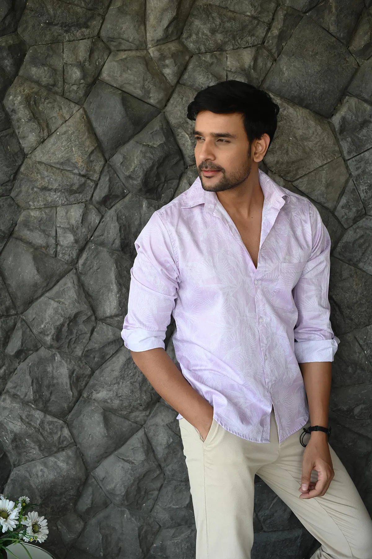 Lavender Super Premium Cotton Shirt, Full Sleeves | Style Matters