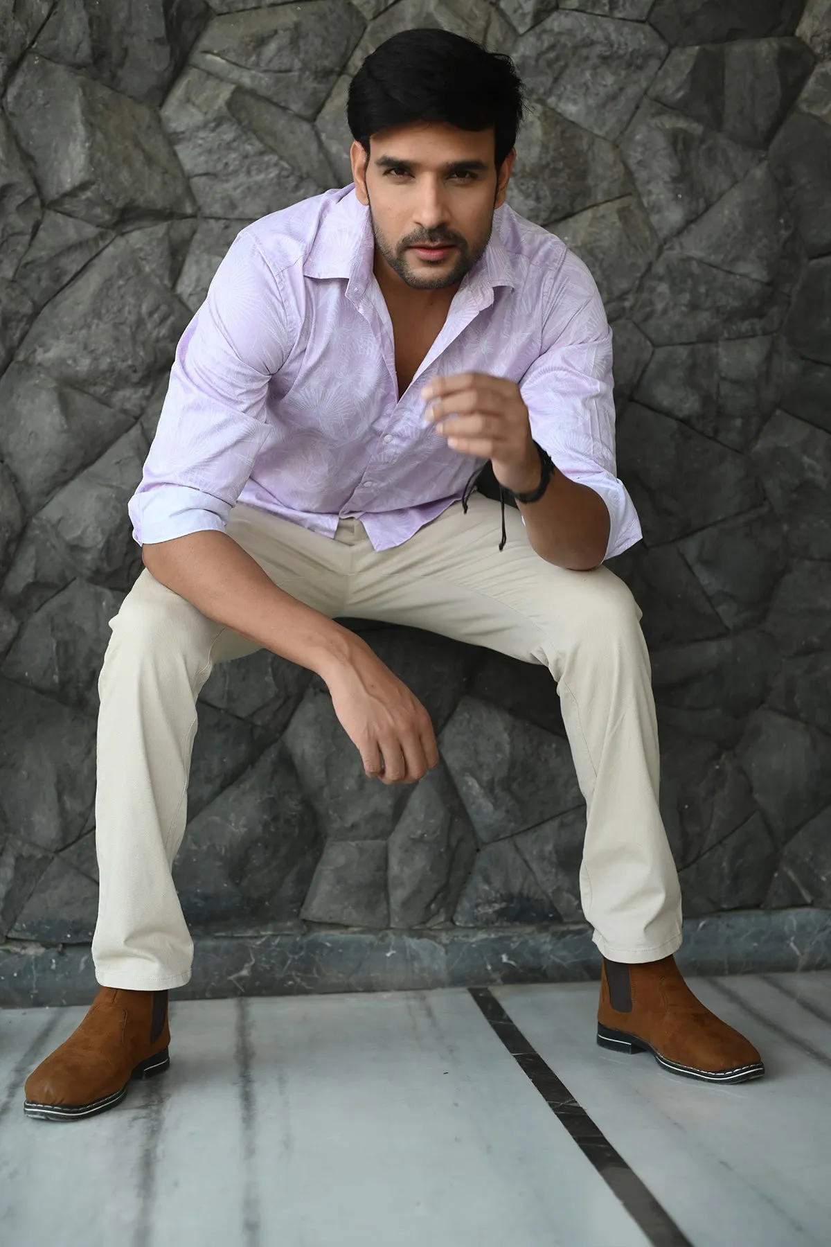 Lavender Super Premium Cotton Shirt, Full Sleeves | Style Matters