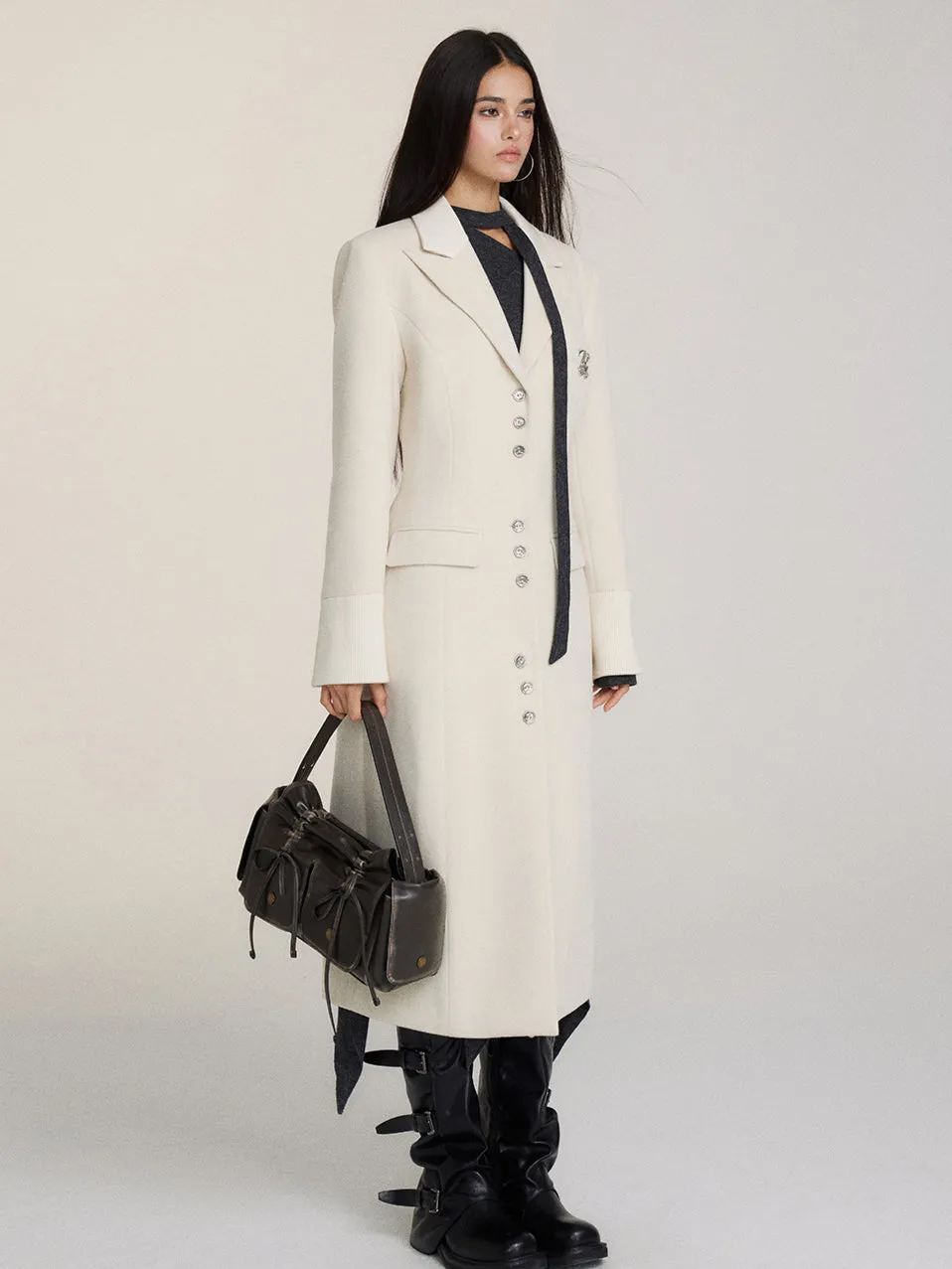 Long Woolen Blazer Coat