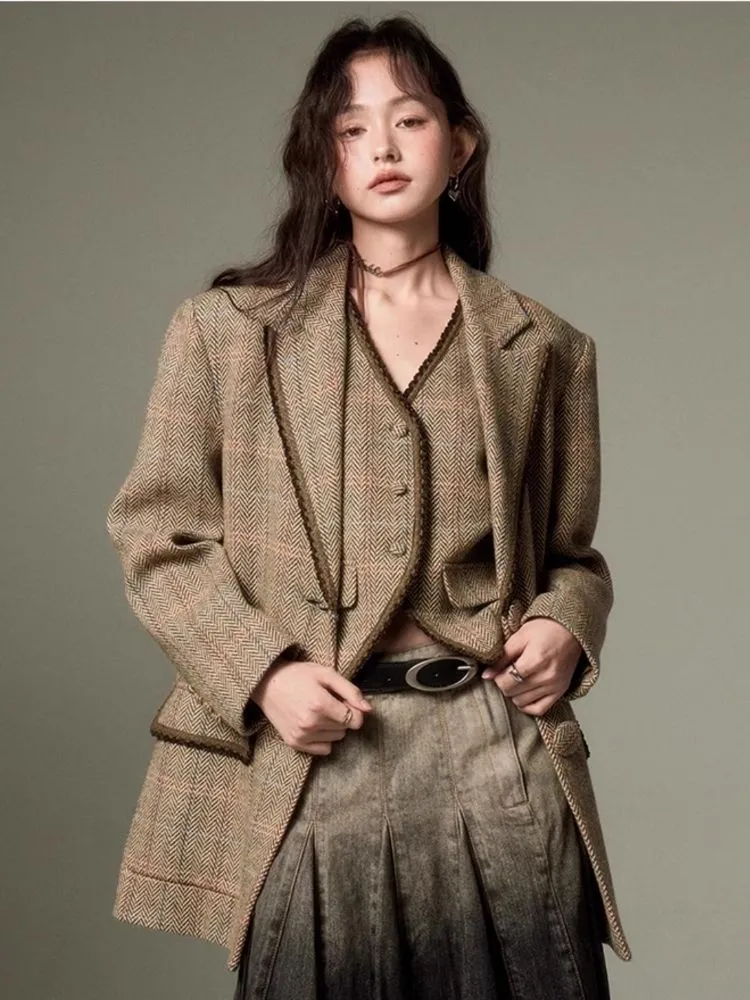 Loose slim casual suit jacket   vest【s0000003961】