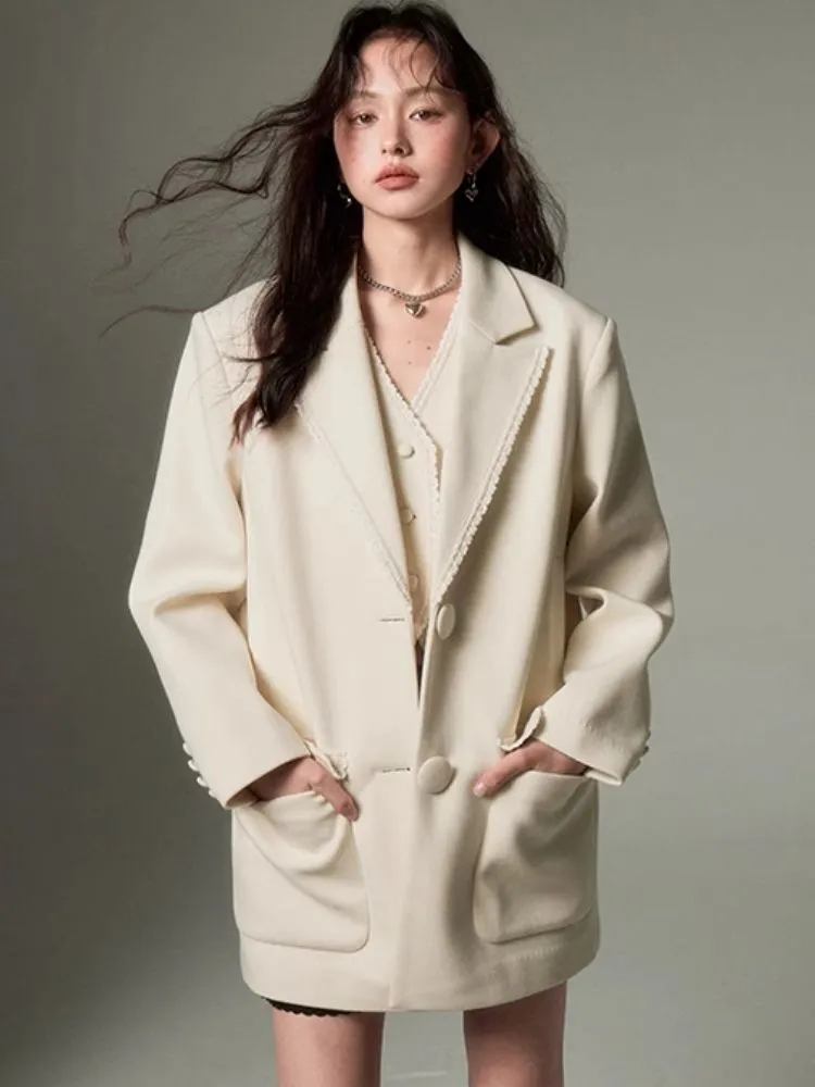 Loose slim casual suit jacket   vest【s0000003961】