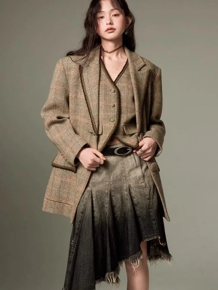 Loose slim casual suit jacket   vest【s0000003961】
