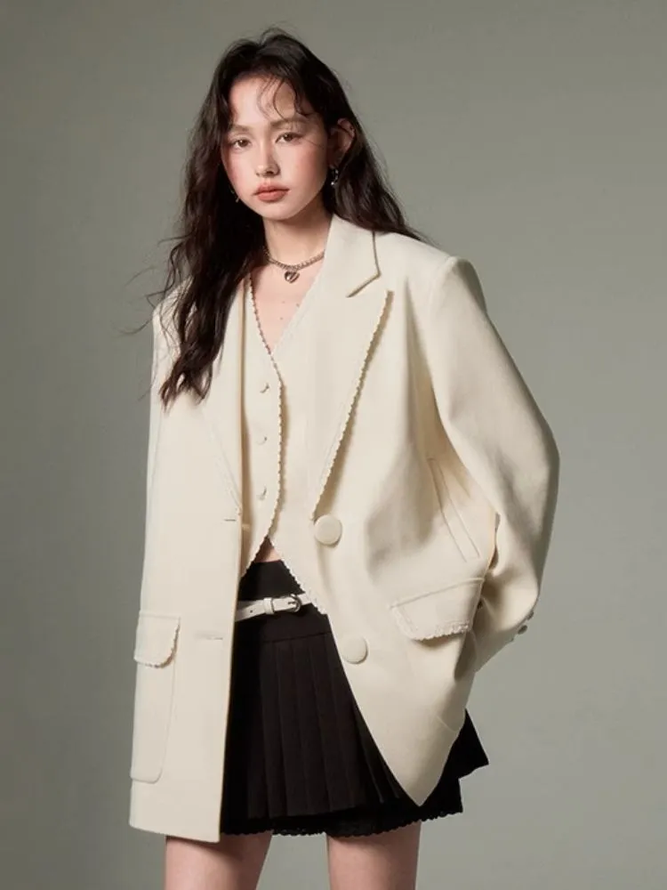 Loose slim casual suit jacket   vest【s0000003961】