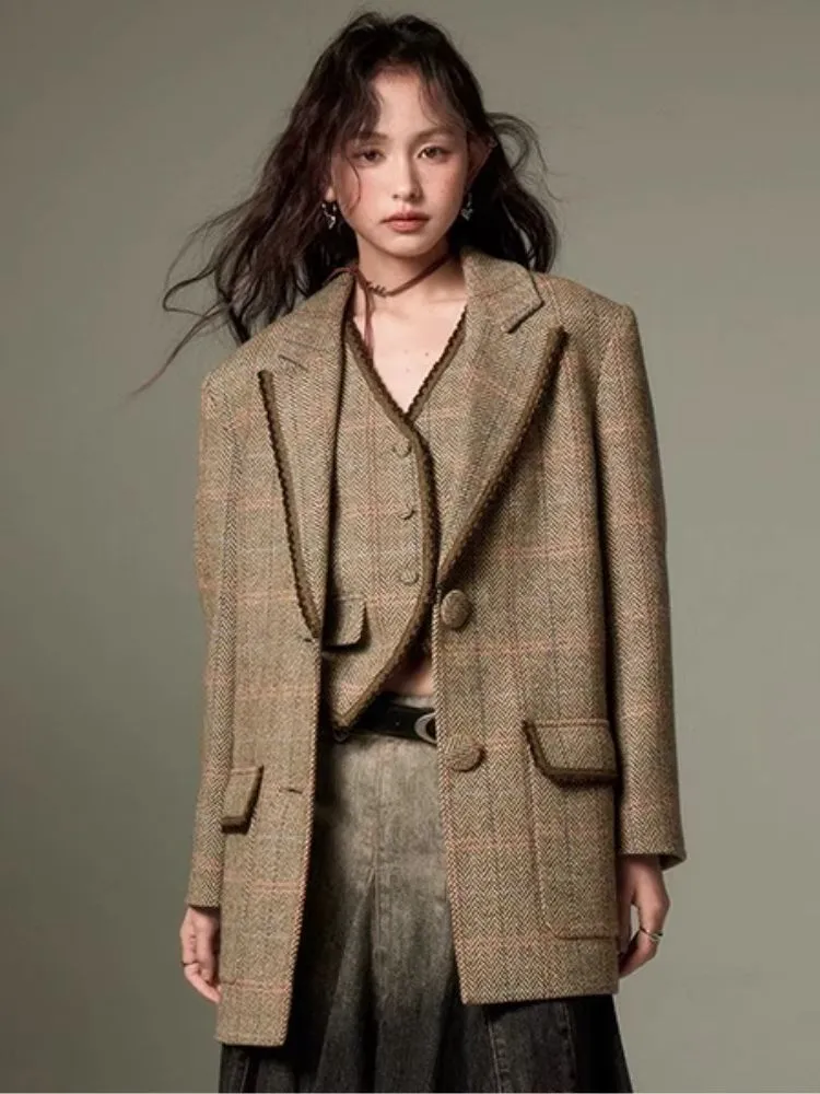 Loose slim casual suit jacket   vest【s0000003961】