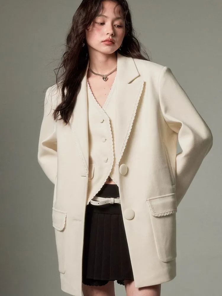 Loose slim casual suit jacket   vest【s0000003961】