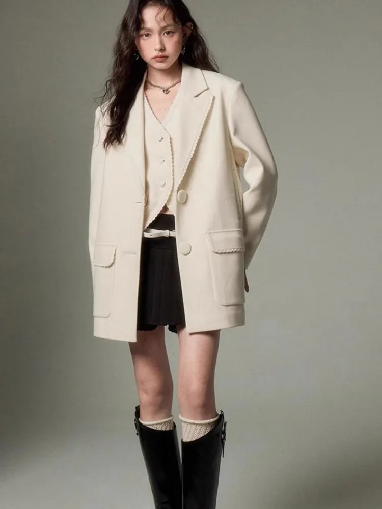 Loose slim casual suit jacket   vest【s0000003961】