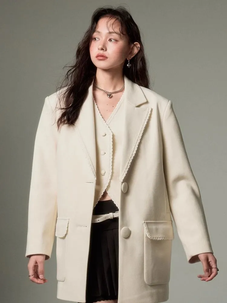 Loose slim casual suit jacket   vest【s0000003961】