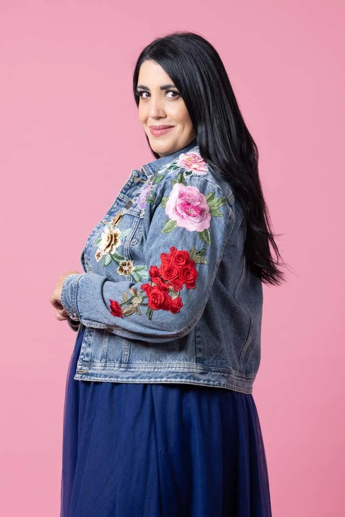 Maddison Blue Denim Jacket Rose