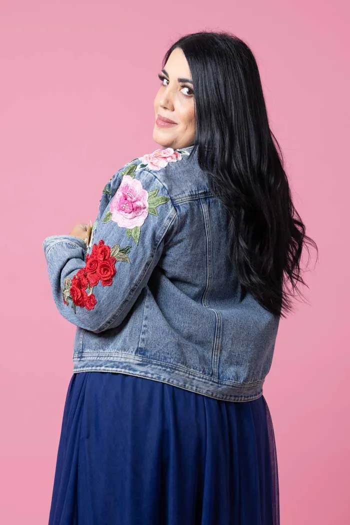 Maddison Blue Denim Jacket Rose