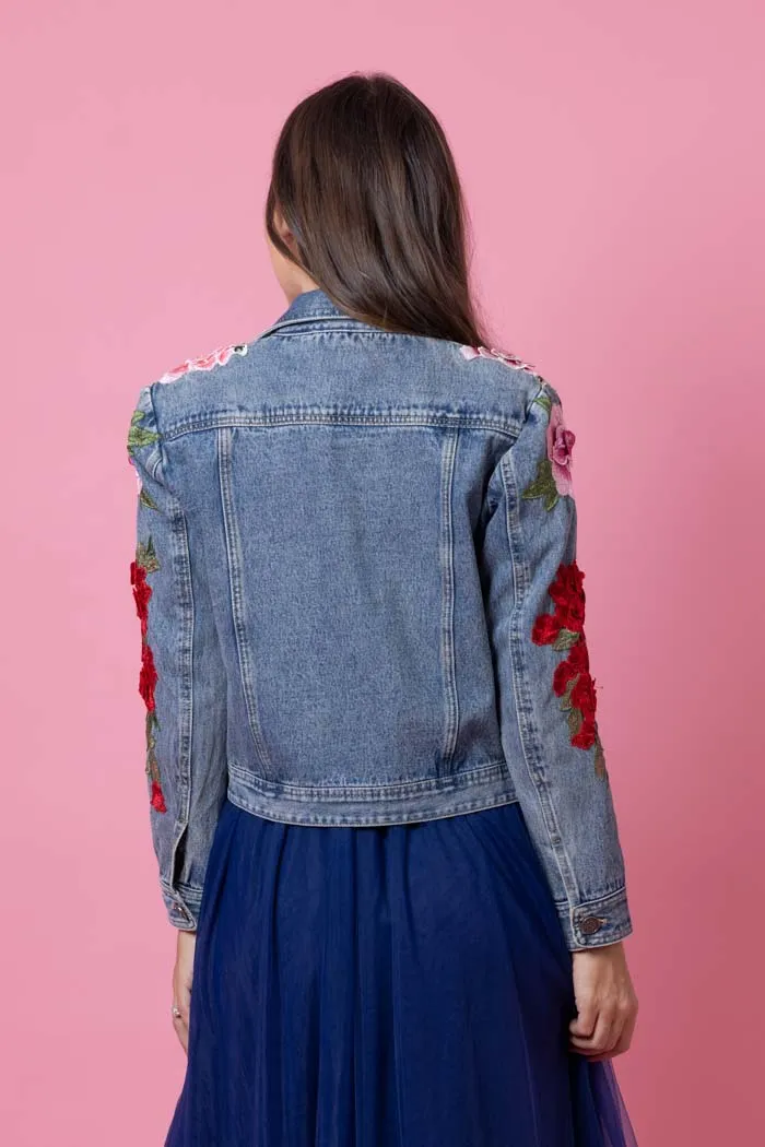 Maddison Blue Denim Jacket Rose