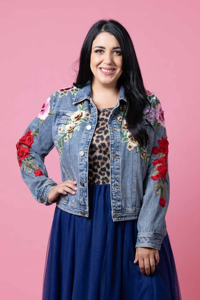 Maddison Blue Denim Jacket Rose