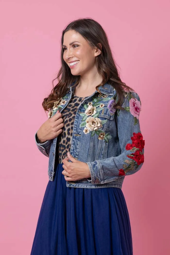 Maddison Blue Denim Jacket Rose